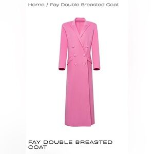 HANIFA - fay wool double breasted trench coat in bubble gum pink.